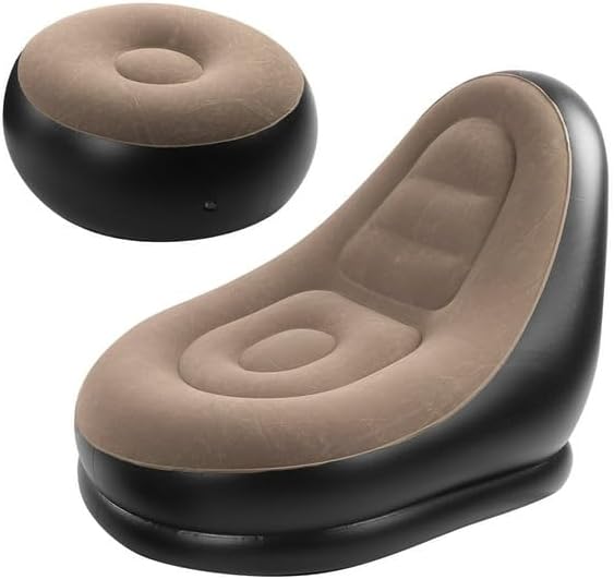 Inflatable Lounge Chair with Ottoman – Portable Air Sofa for Indoor & Outdoor Relaxation
