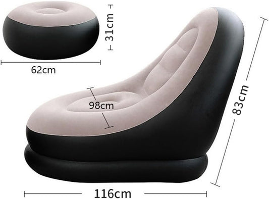 Inflatable Lounge Chair with Ottoman – Portable Air Sofa for Indoor & Outdoor Relaxation