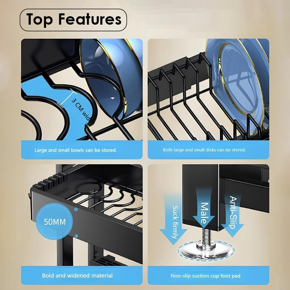 Kitchen Over sink Dish Drying Rack – 7-in-1 Multi-Functional Storage & Drainage