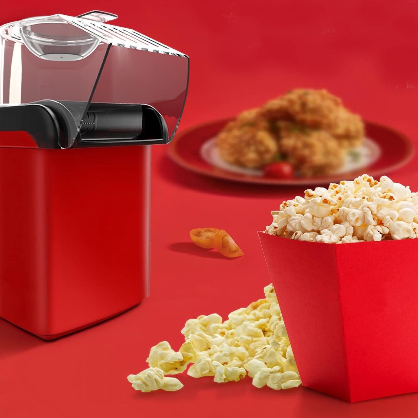 Portable Popcorn Maker, Hot Mini Air Popper 3 Minutes Fast Making, Healthy Oil Free Smart Popper Gift Set, mall Popped Machine with Measuring 12 OZ Cup BPA Free