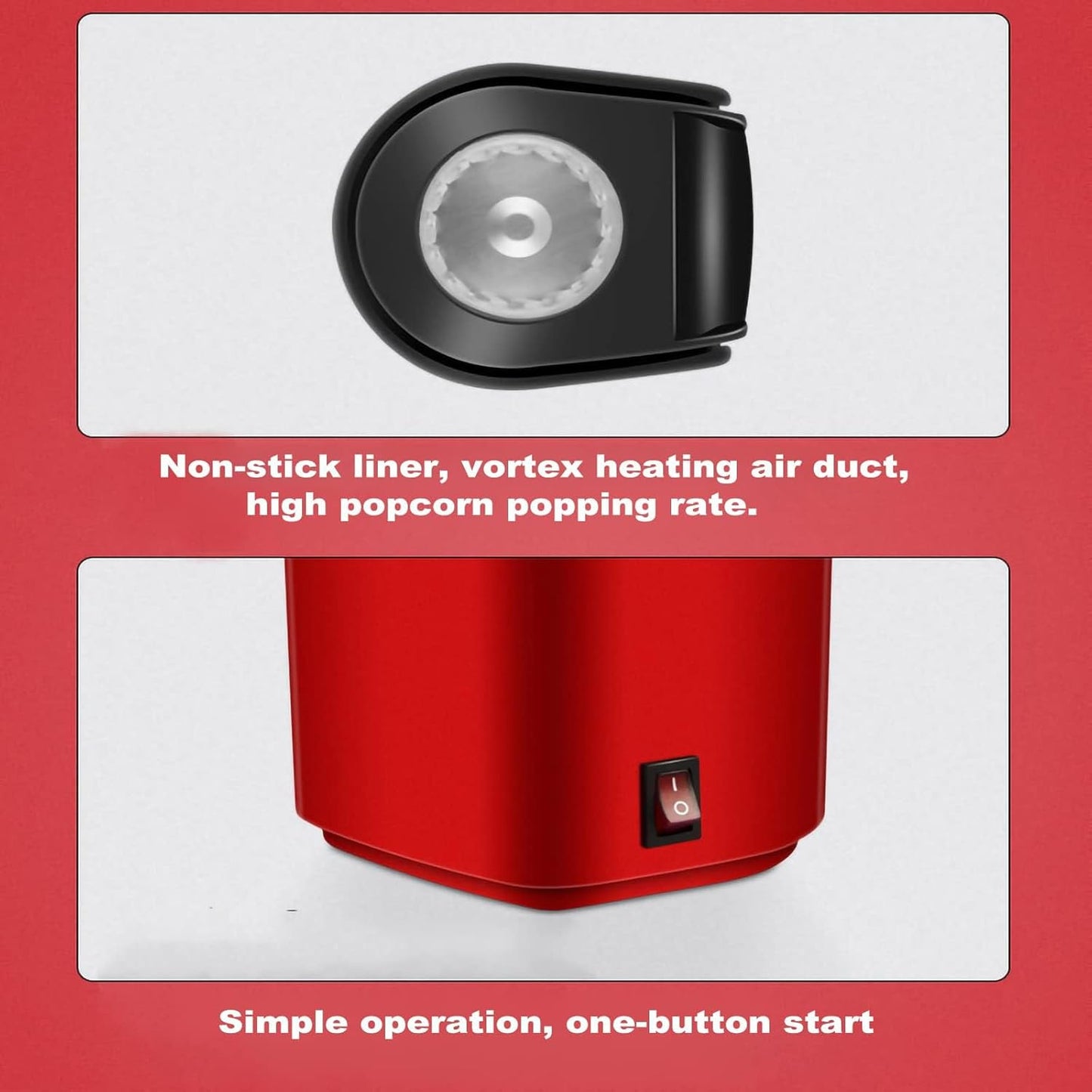 Portable Popcorn Maker, Hot Mini Air Popper 3 Minutes Fast Making, Healthy Oil Free Smart Popper Gift Set, mall Popped Machine with Measuring 12 OZ Cup BPA Free