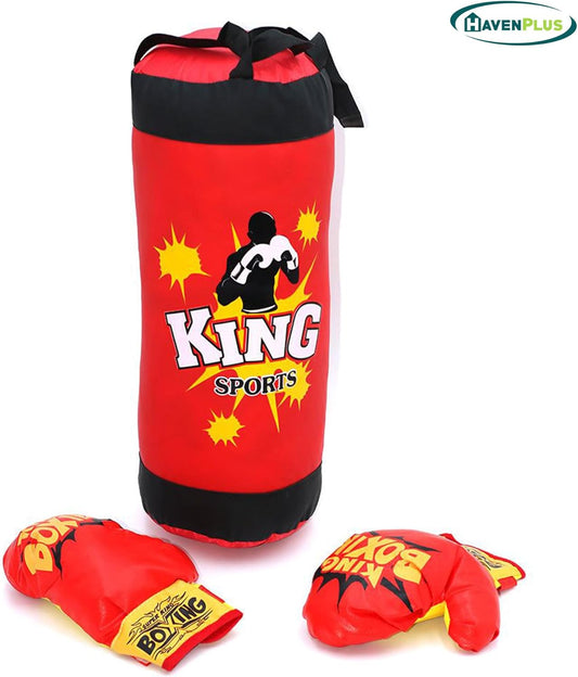 Sports Youth Kids Boxing Kit Training Bag Set – Punching Bag Gloves Heavy Bag Bundle for Children – Youth Boxing Set for Boys & Girls – Training Toy for Ages 3+ by HavenPlus
