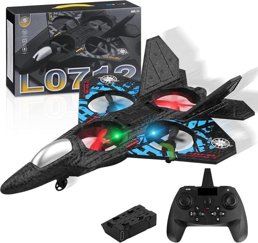 2.4GHz Remote Controlled L0712 RC Aeroplane with LED Lights, 80m Range, USB Charging,Ideal for Beginners, Children, and Adults, Indoor/Outdoor Flying Toy
