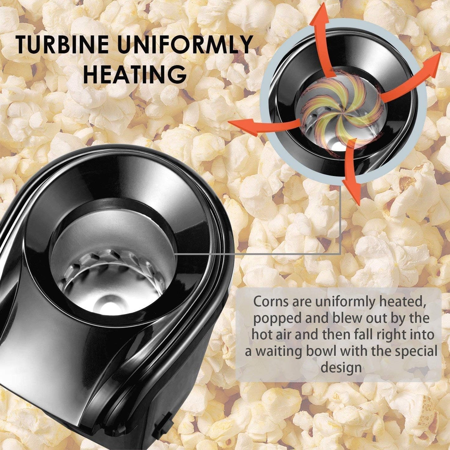 Portable Popcorn Maker, Hot Mini Air Popper 3 Minutes Fast Making, Healthy Oil Free Smart Popper Gift Set, mall Popped Machine with Measuring 12 OZ Cup BPA Free
