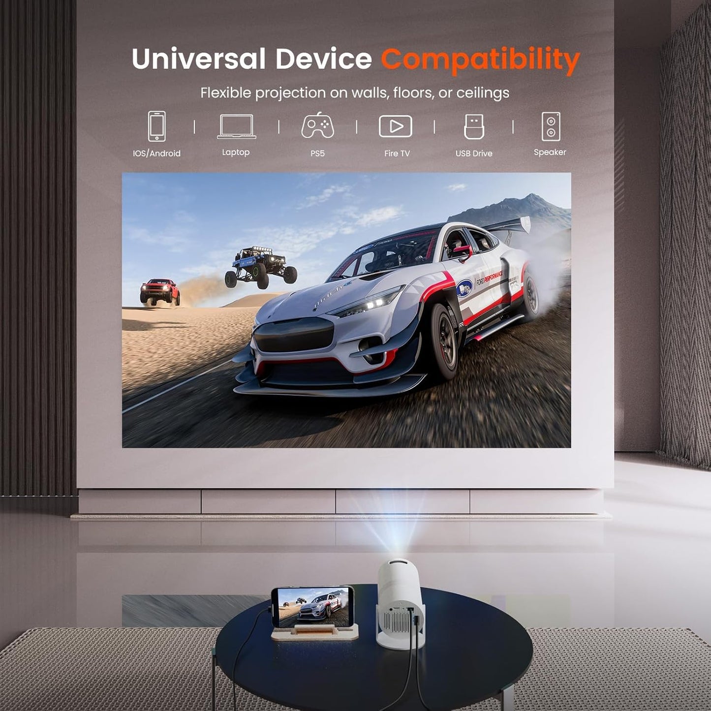 HY300 Pro Ultra Portable Projector 4K WiFi 6 BT 5.2 Upgraded Portable Projector Full HD