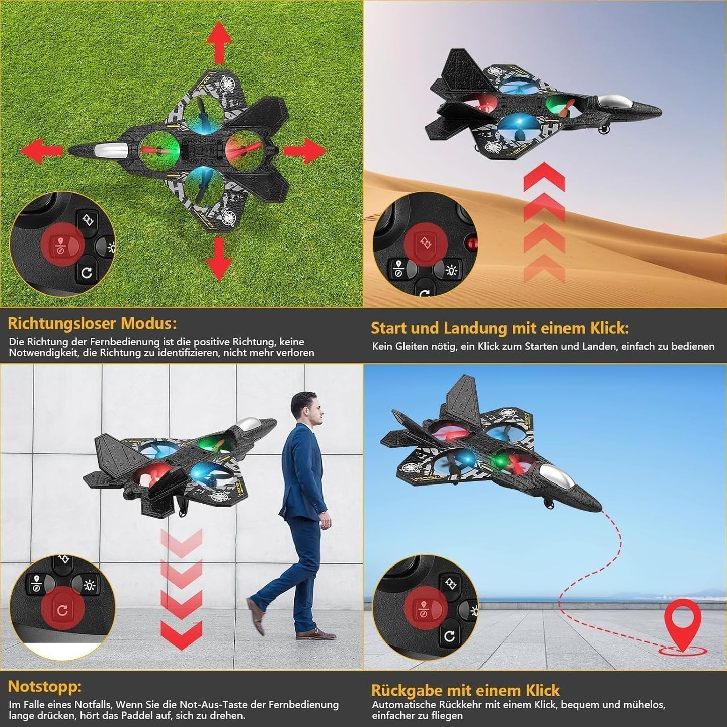 2.4GHz Remote Controlled L0712 RC Aeroplane with LED Lights, 80m Range, USB Charging,Ideal for Beginners, Children, and Adults, Indoor/Outdoor Flying Toy