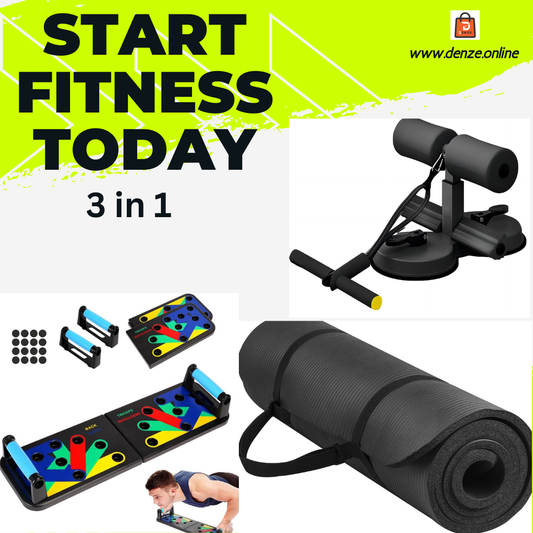 "3-in-1 Home Fitness Training Kit – Push-Up Board, Sit-Up Bar, and Yoga Mat for Full Body Workout"